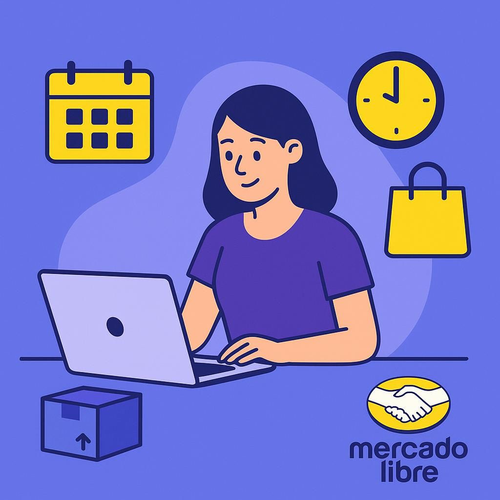 Vendedor de Mercado Libre planificando estrategias en un período sin feriados