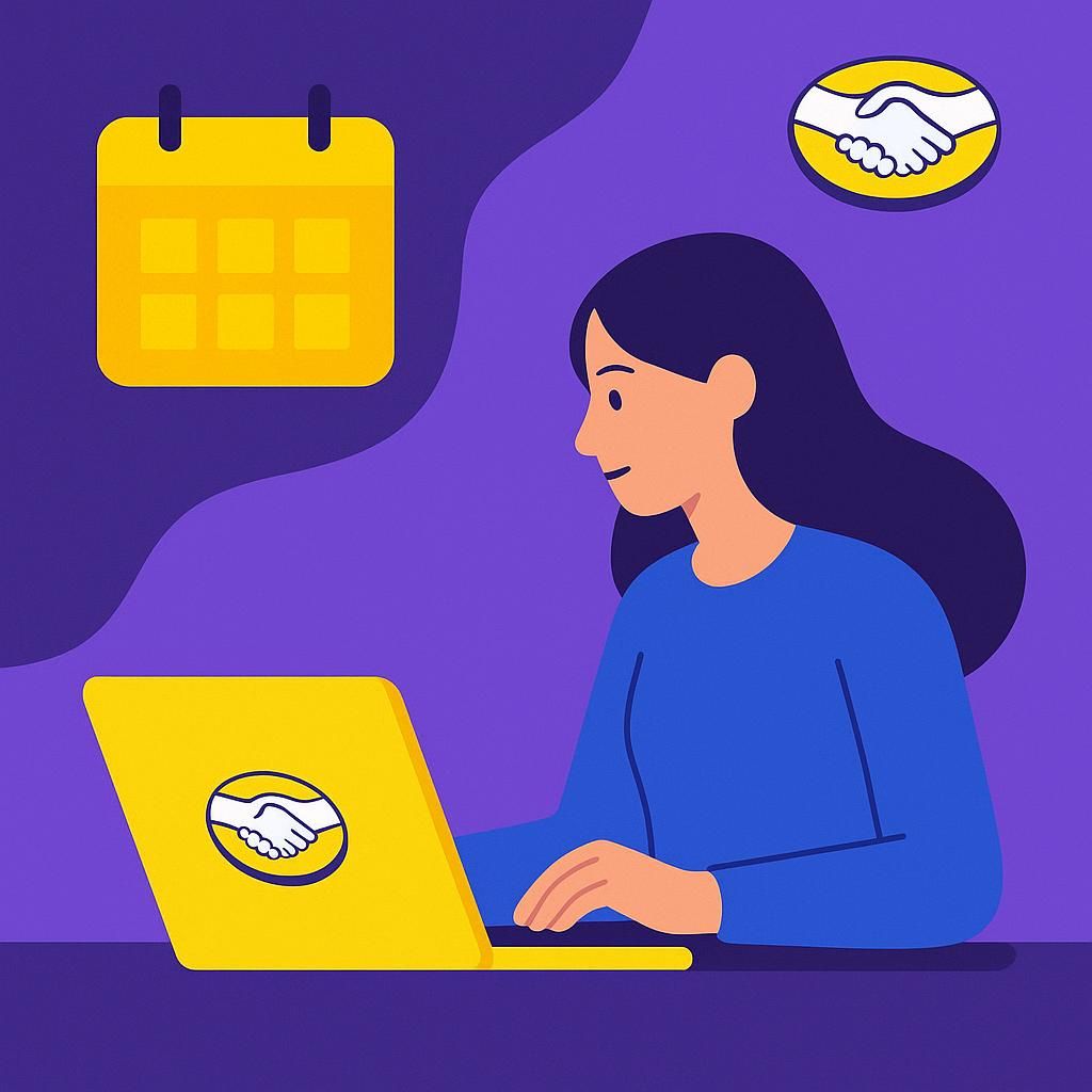 Vendedor de Mercado Libre planificando estrategias en un escritorio con una laptop y gráficos de ventas.